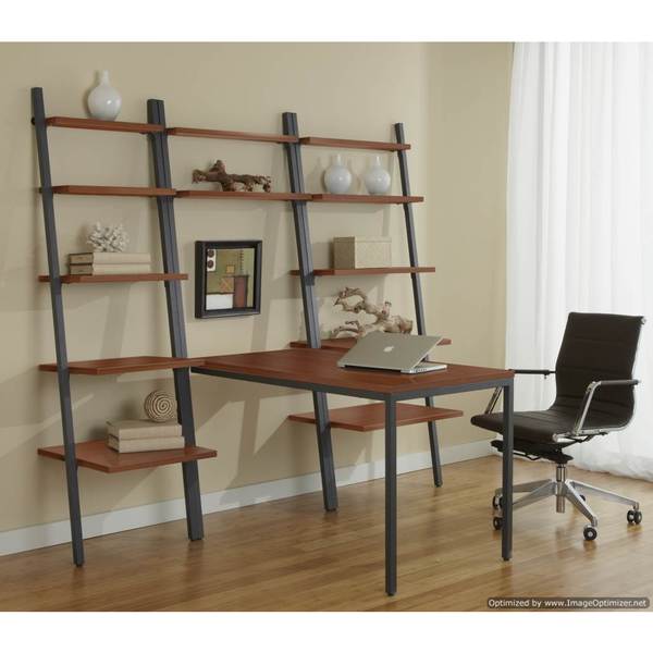 Shop Leaning Ladder Desk With Bookcase In Cherry Overstock