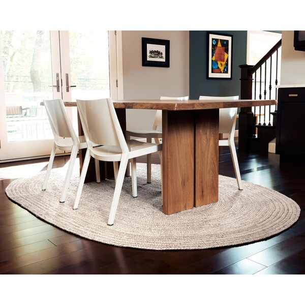 Shop Jani Tara Ivory Oval Jute Rug (6' x 9') 6' x 9' Oval Free