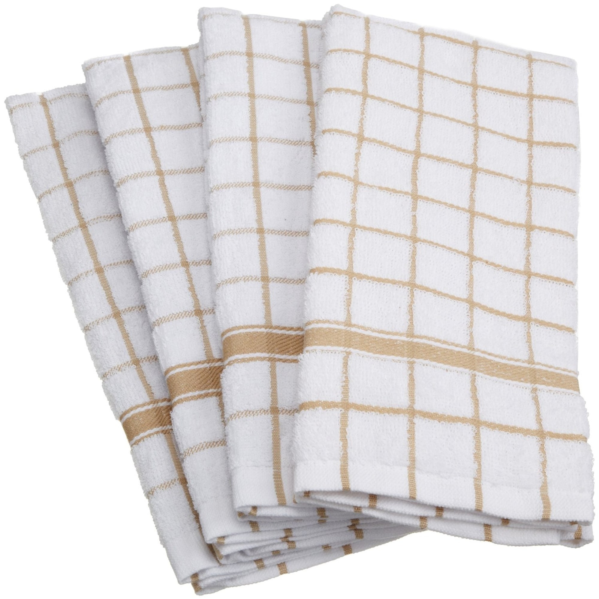 Kitchen Dish Hand Towels Windowpane Brand New Solid Tan Brown Color- Set of  2!
