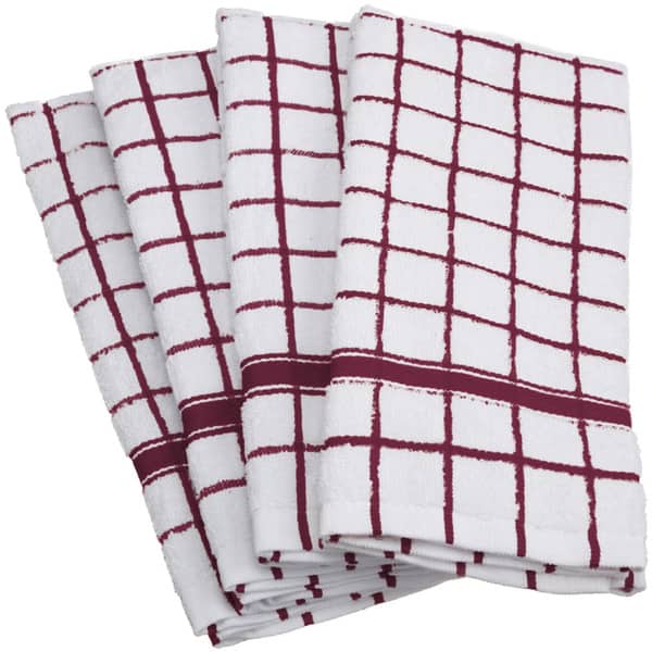 Set of 4 Solid Red Terry Dish Towel, 26