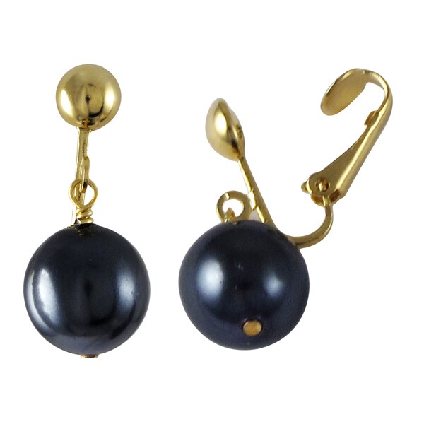 Shop Luxiro Gold Finish Faux Pearl Dangle Clipon Earrings On Sale