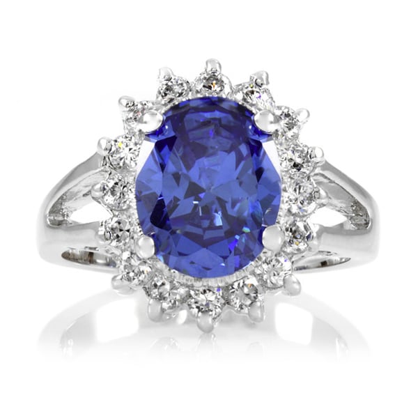 Shop Brass Light Blue CZ Royal Style Engagement Ring - Free Shipping On ...