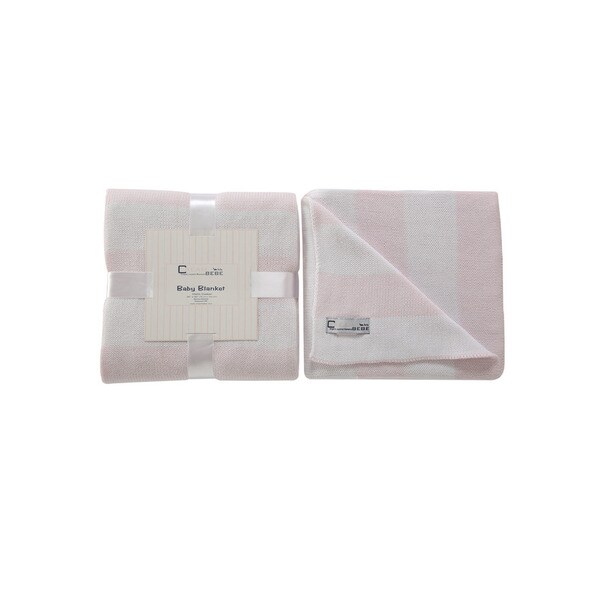 Shop Cream Bebe Striped 100percent Cotton Knit Blanket Pink/White Free Shipping On Orders