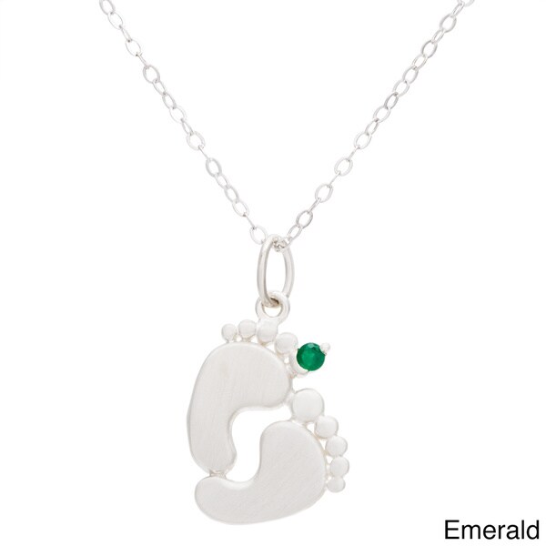 footprint necklace with birthstone