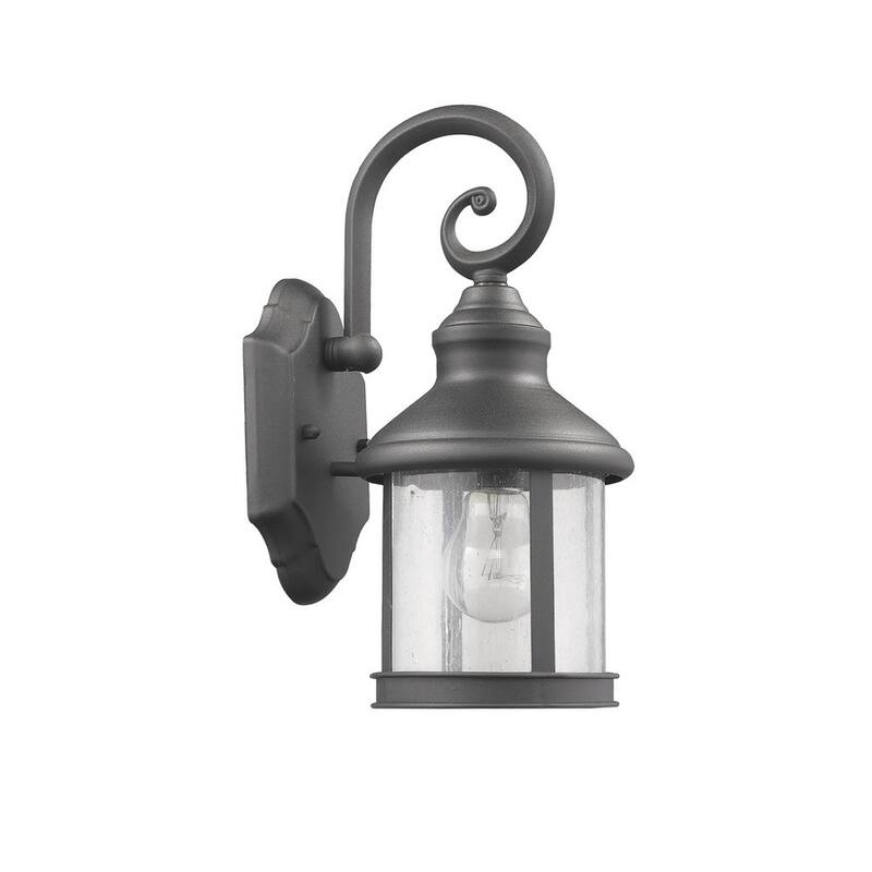 1-light Black Steel Outdoor Wall Lantern