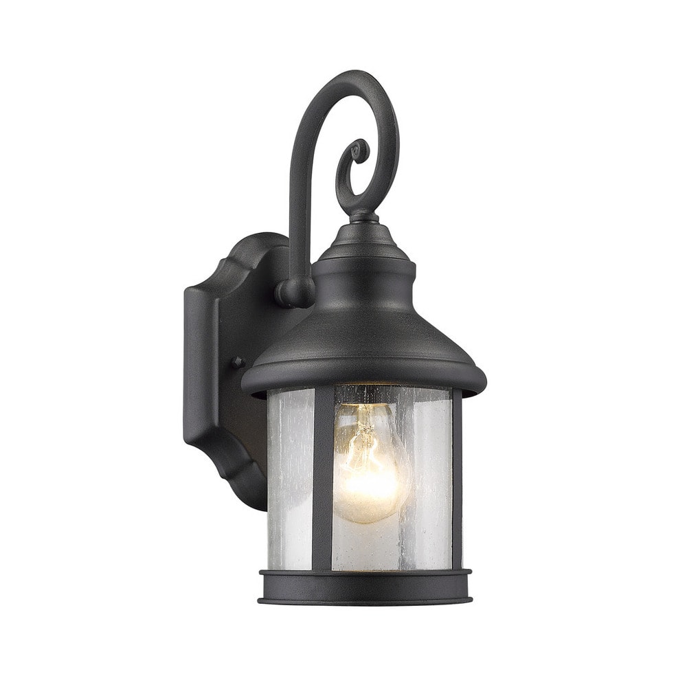 1-light Black Steel Outdoor Wall Lantern