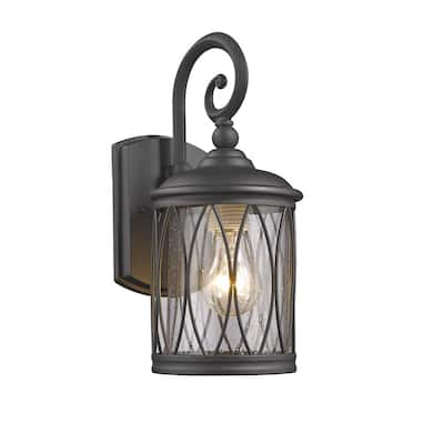 1-light Black Outdoor Wall Lantern