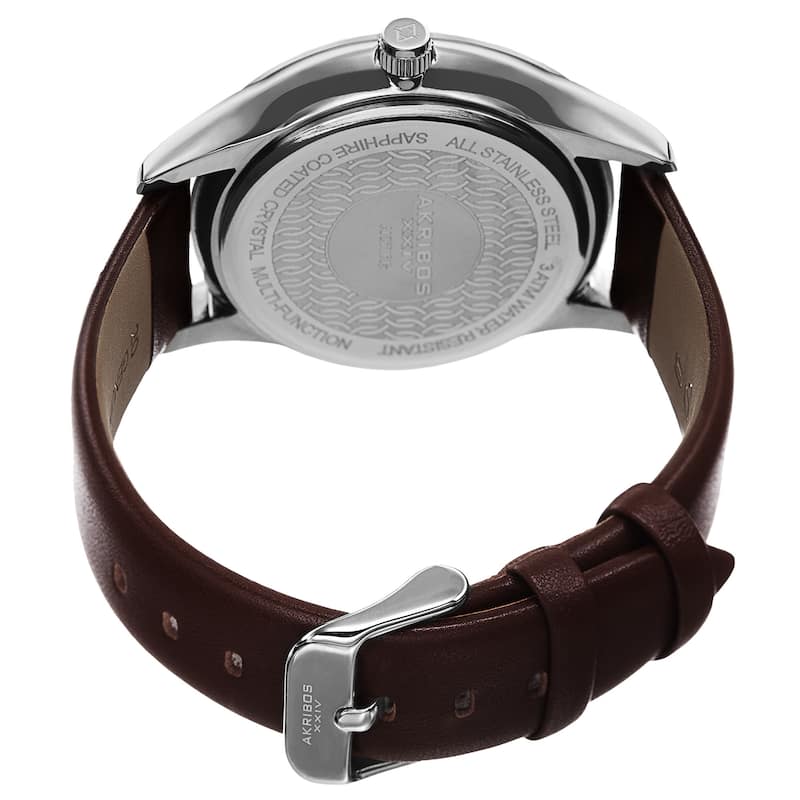 Akribos XXIV Men's Quartz Multifunction Leather Brown Strap Watch