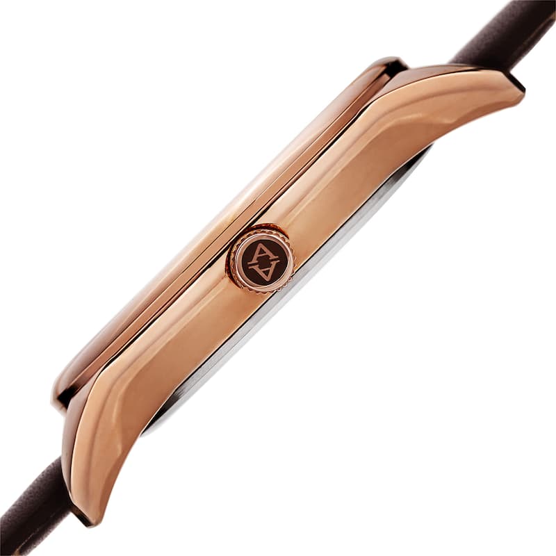 Akribos XXIV Men's Quartz Multifunction Leather Rose-Tone Strap Watch - Gold