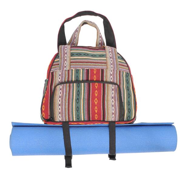 Shop Handmade Vintage Tribal Stripe Gym Bag With Yoga Mat Harness