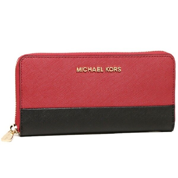 Shop Michael Michael Kors Jet Set Zip Around Continental Red/ Black ...