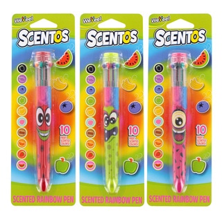 Scentos 10 Colour Fruit Scented Rainbow Retractable Pen School Stationary Gift