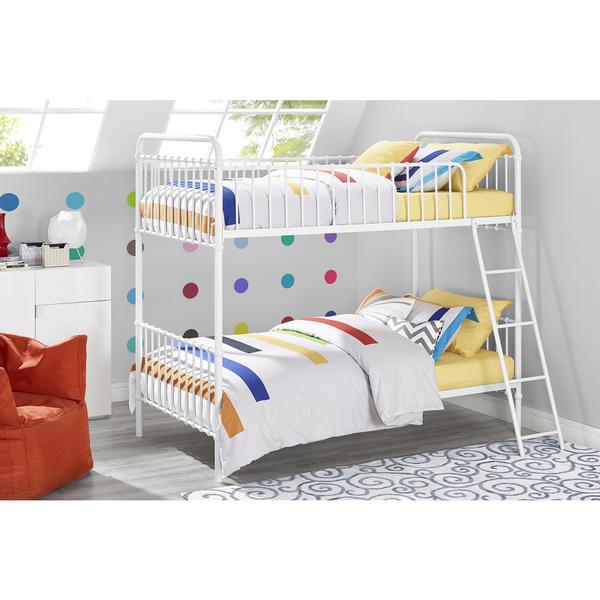 Shop Novo Berkshire White Iron Twin over Twin Bunk Bed Free Shipping