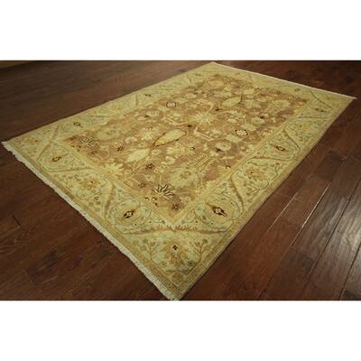 Oushak Collection Brown Hand-knotted Wool Chobi Oriental Area Rug (6' x 9')