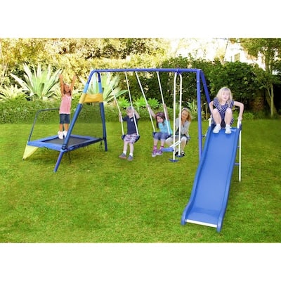 Sportspower Almansor Metal Slide and Swing Set with Trampoline