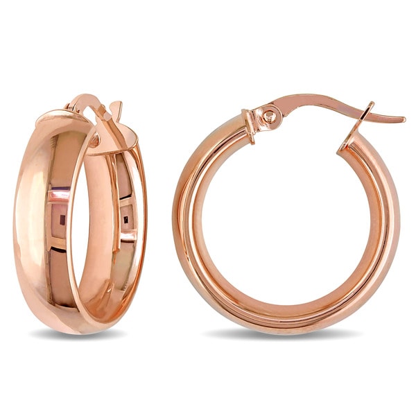 Shop Miadora 10k Rose Gold Italian Hoop Earrings - Pink - On Sale - Overstock - 10520455