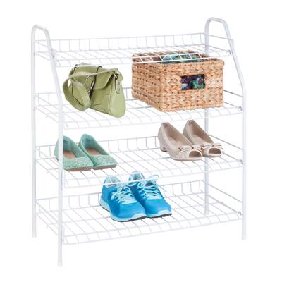 White Steel 4-Tier Shoe Rack