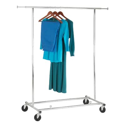 Chrome Steel Collapsible Rolling Clothes Rack