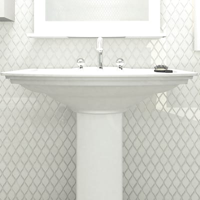 Merola Tile 10.625x11.125-inch Tempo Glossy White Porcelain Mosaic Floor and Wall Tile (10 tiles/8.2 sqft.)