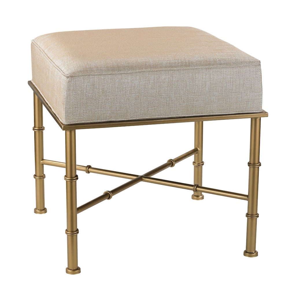 Sterling Gold Cane Bench in Cream Metallic