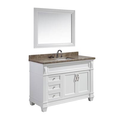 Design Element Hudson 48-inch Single Sink Vanity Set in White with Marble Top