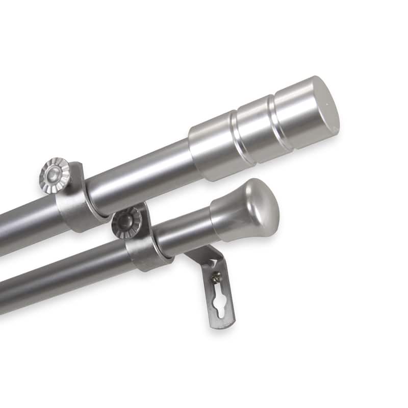 InStyleDesign Greyor Adjustable Double Curtain Rod - 28 to 48 inches - satin nickel