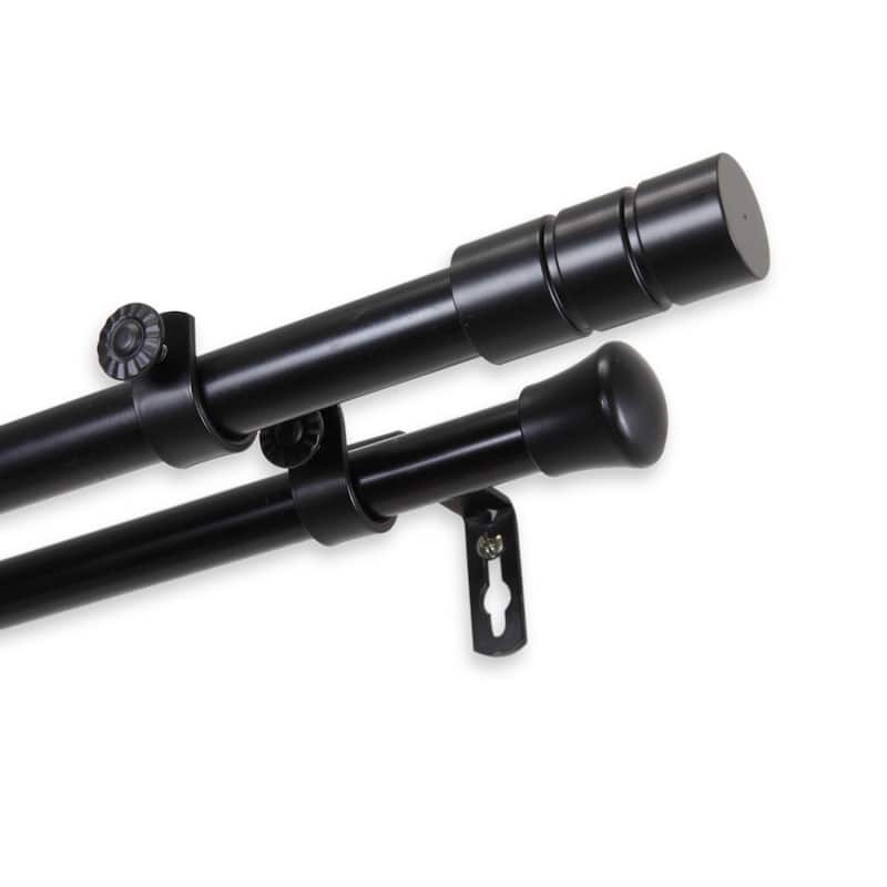 InStyleDesign Greyor Adjustable Double Curtain Rod - 28 to 48 inches - Black