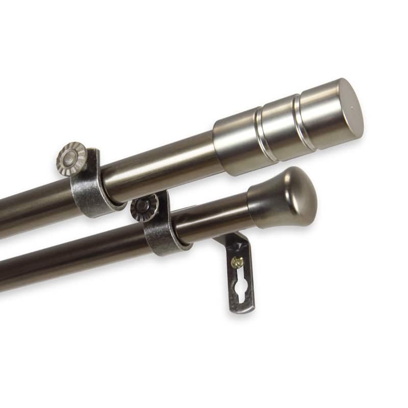 InStyleDesign Greyor Adjustable Double Curtain Rod - 28 to 48 inches - Antique Brass