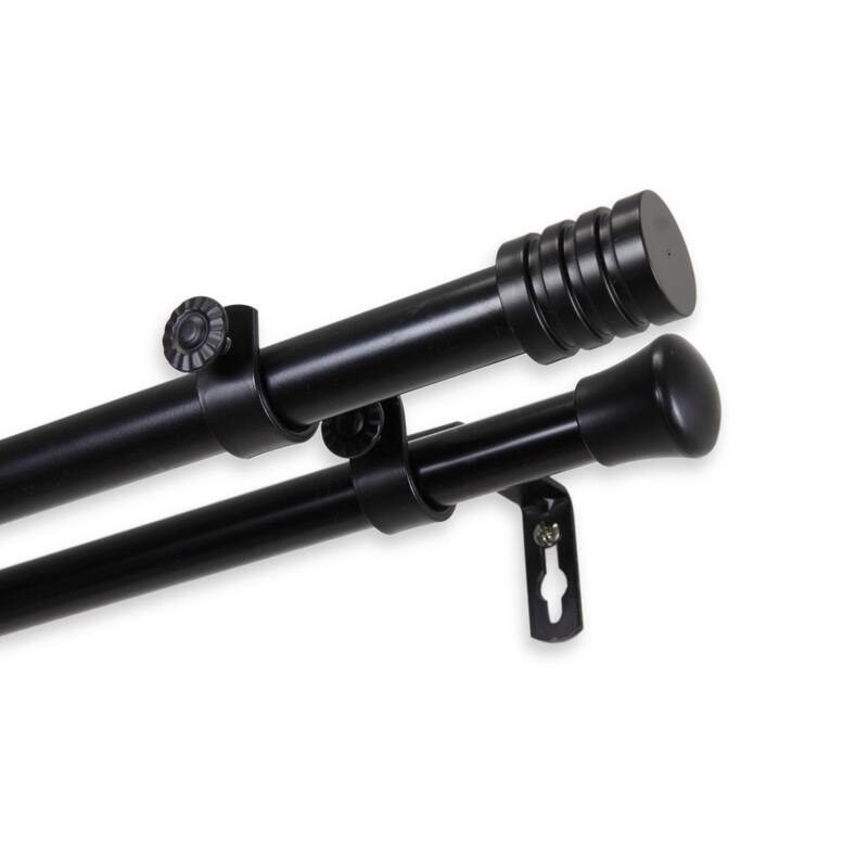 InStyleDesign Don Adjustable Double Curtain Rod - 28 to 48 inch - Black Finish - Black