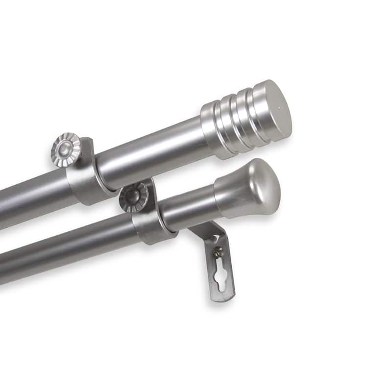 InStyleDesign Don Adjustable Double Curtain Rod - 28 to 48 inch - Nickel Finish/Satin/Silver Finish - satin nickel