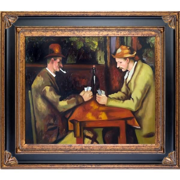 Paul Cezanne Card Players Hand Painted Framed Canvas Art Overstock 10521600