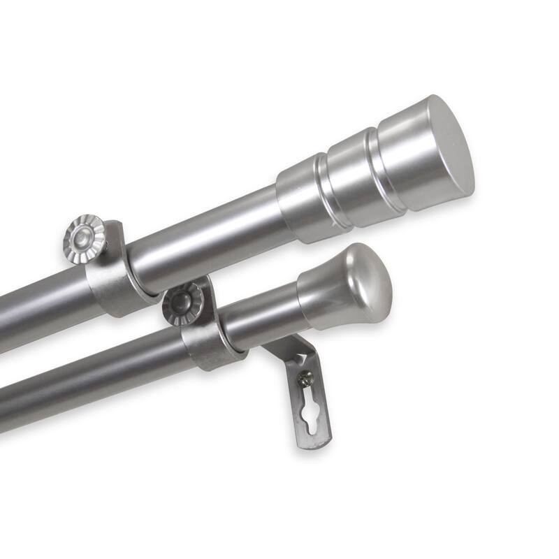 InStyleDesign Leo Adjustable Double Curtain Rod - 28 to 48 inches - satin nickel