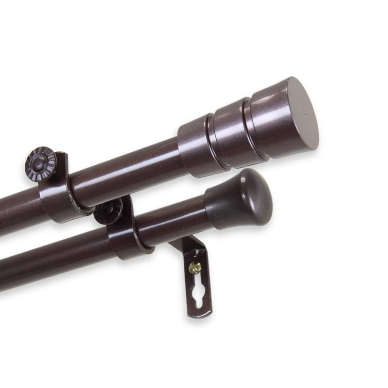 InStyleDesign Leo Adjustable Double Curtain Rod - 28 to 48 inches - Cocoa