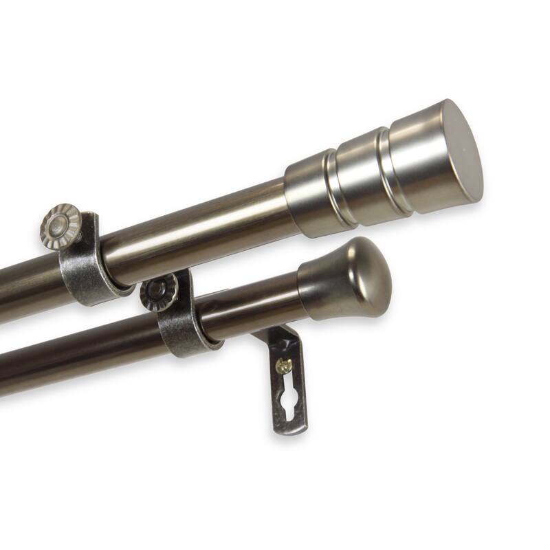 InStyleDesign Leo Adjustable Double Curtain Rod - 28 to 48 inches - Antique Brass
