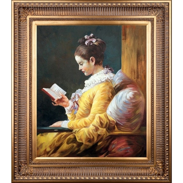 Jean Fragonard 'The Reader' Hand Painted Framed Canvas Art - Free ...