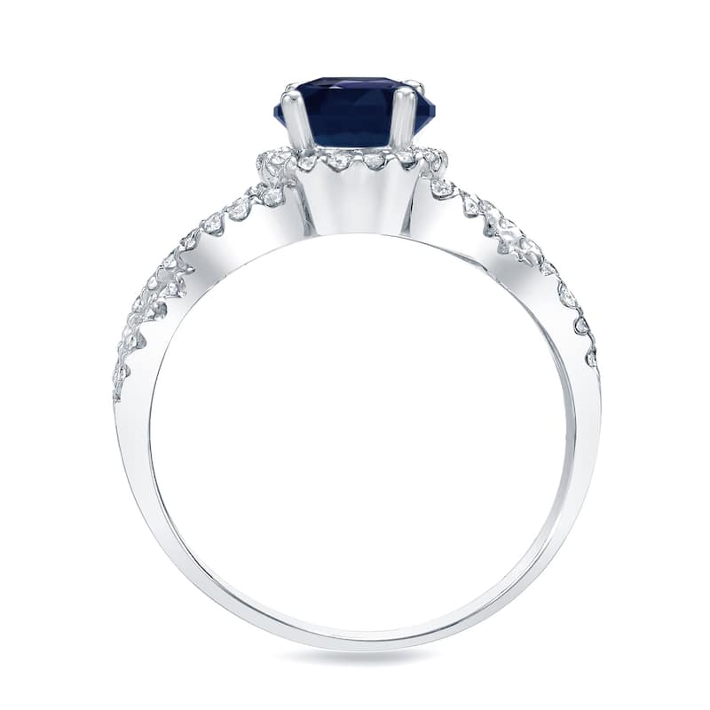 Auriya Twisted Infinity Round 1/2ct Sapphire and 1/3ct TDW Halo Diamond Engagement Ring 14k Gold
