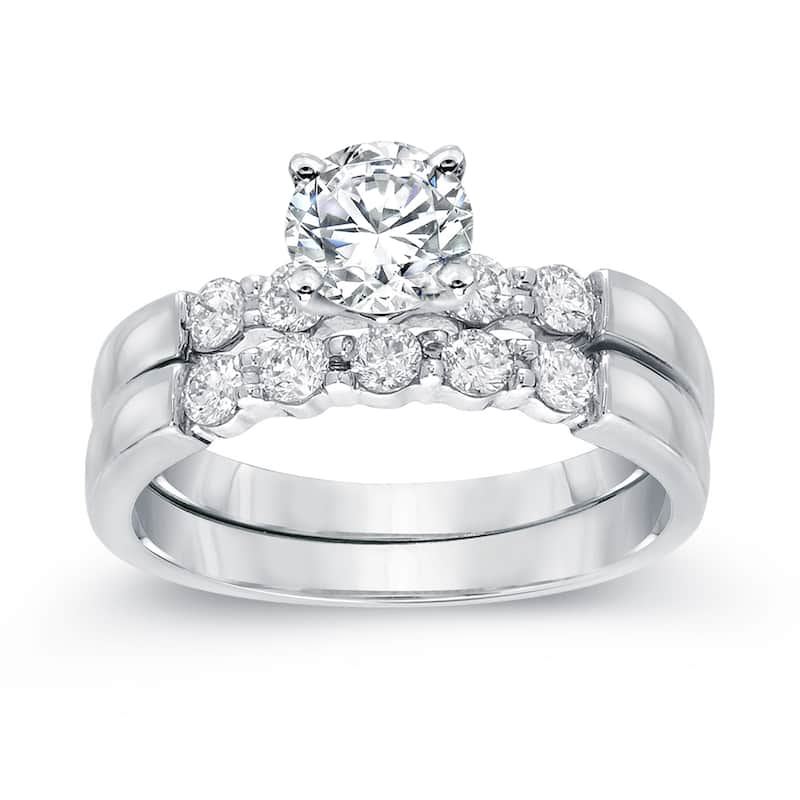 Auriya 14k Gold 1 1/2ctw Classic 5-stone Diamond Engagement Ring Set