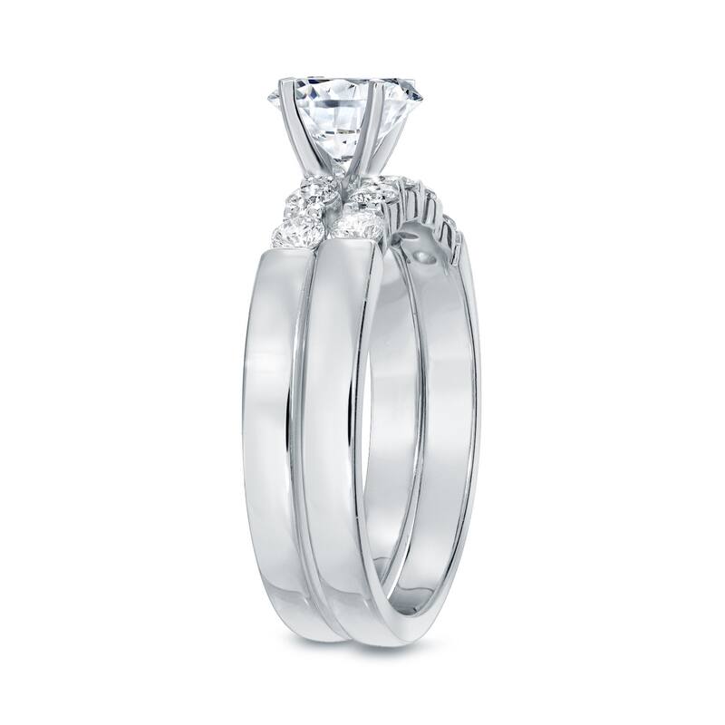 Auriya 14k Gold 1 1/2ctw Classic 5-stone Diamond Engagement Ring Set