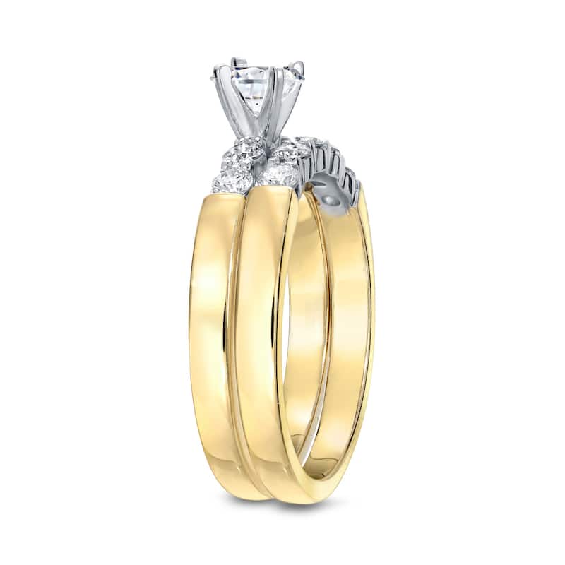 Auriya 14k Gold 1 1/2ctw Classic 5-stone Diamond Engagement Ring Set 14k Two-Tone Gold