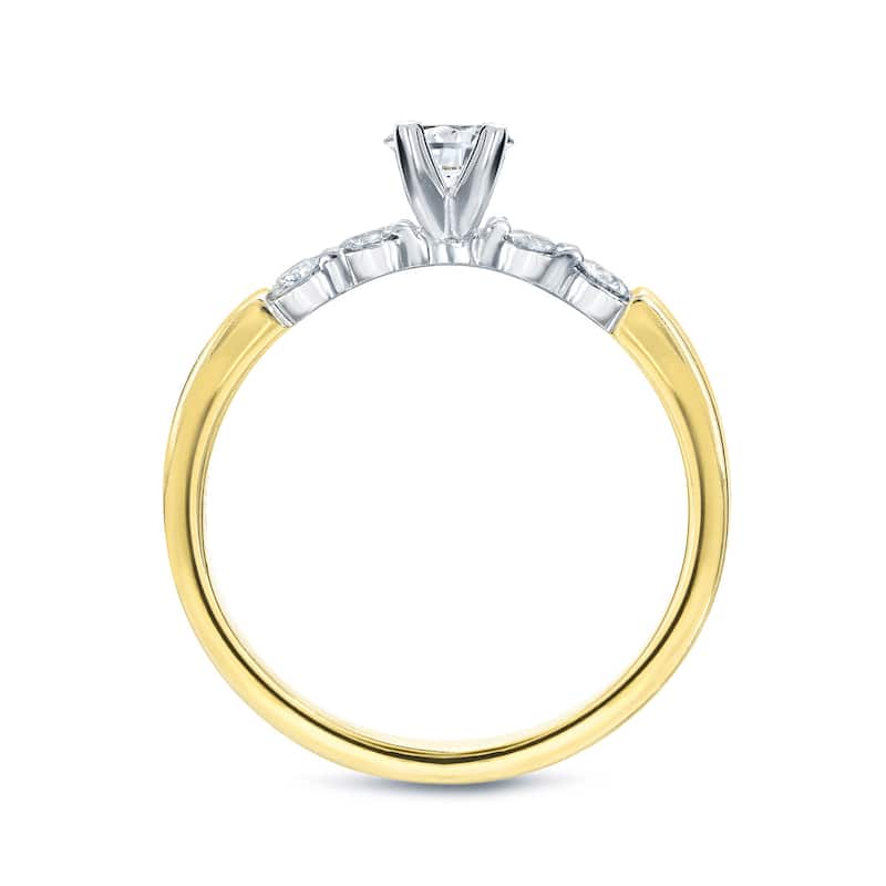 Auriya 14k Gold 1 1/2ctw Classic 5-stone Diamond Engagement Ring Set 14k Two-Tone Gold