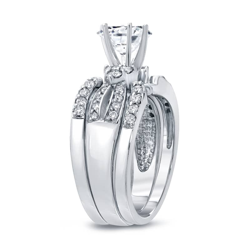 Auriya 14k Gold 1 1/5ctw Round Diamond Engagement Ring 3pc Set