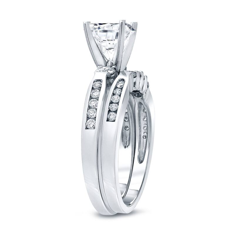 Auriya 14k Gold 1ctw Round 3-Stone Diamond Engagement Ring Set