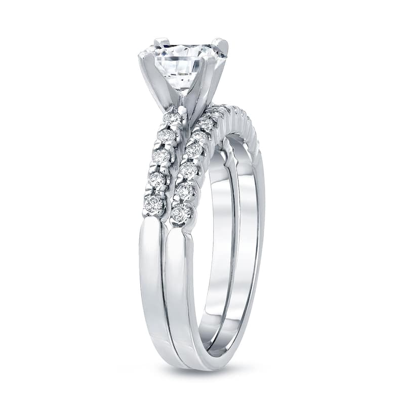 Auriya 3/4ct TDW Round Diamond Engagement Ring Set 14k White Gold