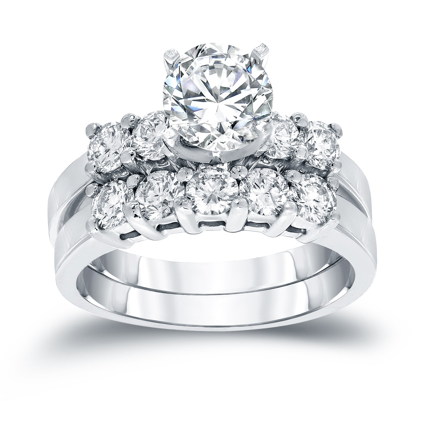 14k White Gold 3mm Round Stone Mounting Length 20 Width 7