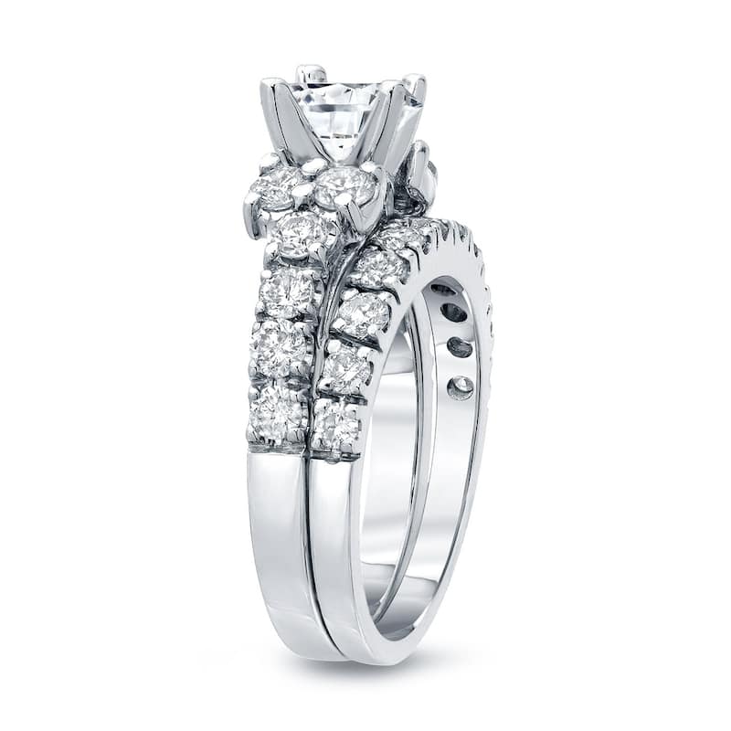 Auriya 14k Gold 2ctw Classic Round Diamond Engagement Ring Set