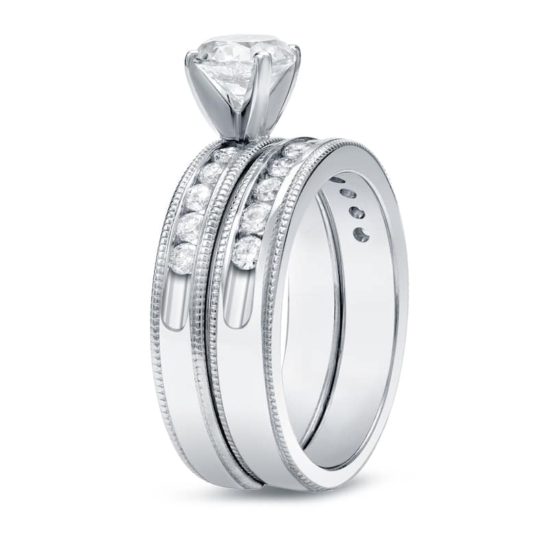 Auriya 14k Gold 1 1/2ctw Classic Round Diamond Engagement Ring Set