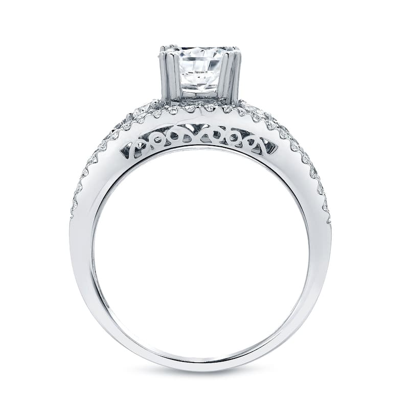 Auriya 1 1/2ctw Round Diamond Engagement Ring Set 14k Gold Certified