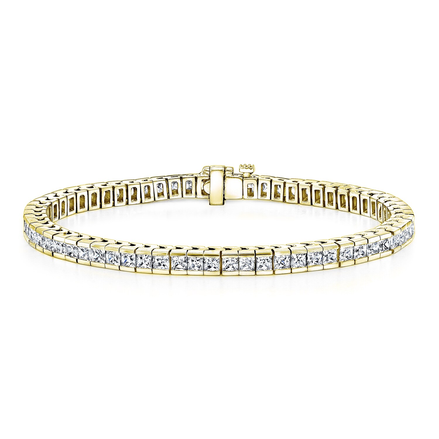 princess cut diamond tennis bracelet yellow gold