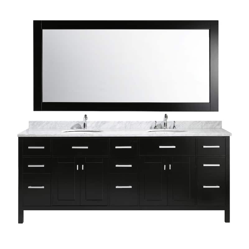 Design Element London 84-inch Double Sink Vanity Set in Espresso