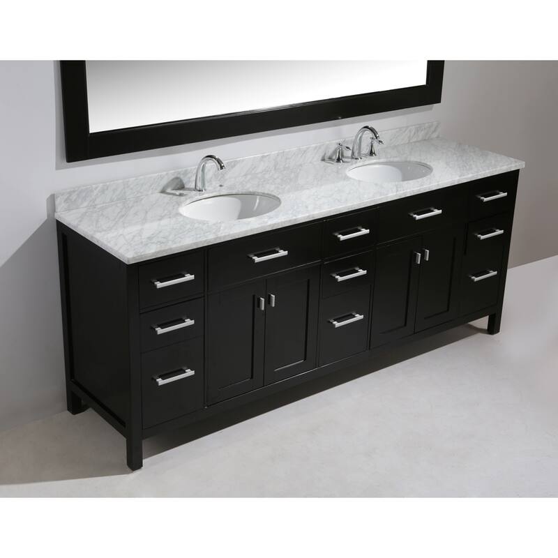 Design Element London 84-inch Double Sink Vanity Set in Espresso